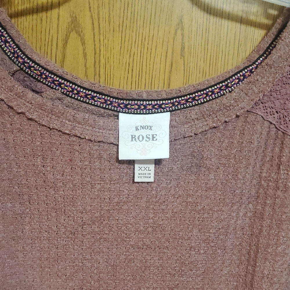 Knox Rose Textured Top in Dusty Rose XXL